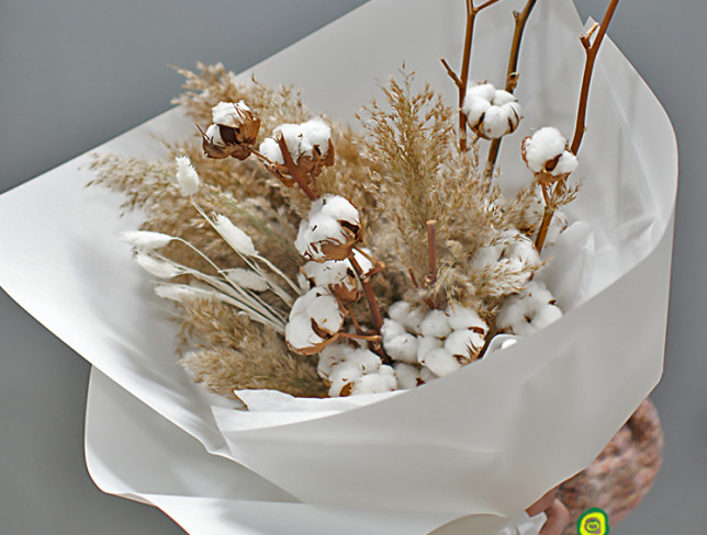 Bouquet with cotton and dried flowers photo